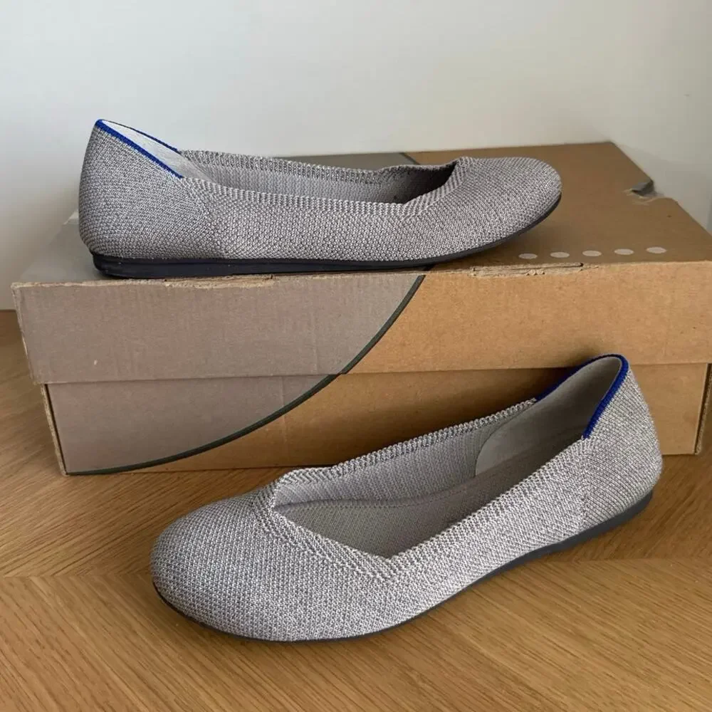 ROTHY’S The Flat ‘Metallic Silver’ Round Toe Women Ballet Flats - SZ 6